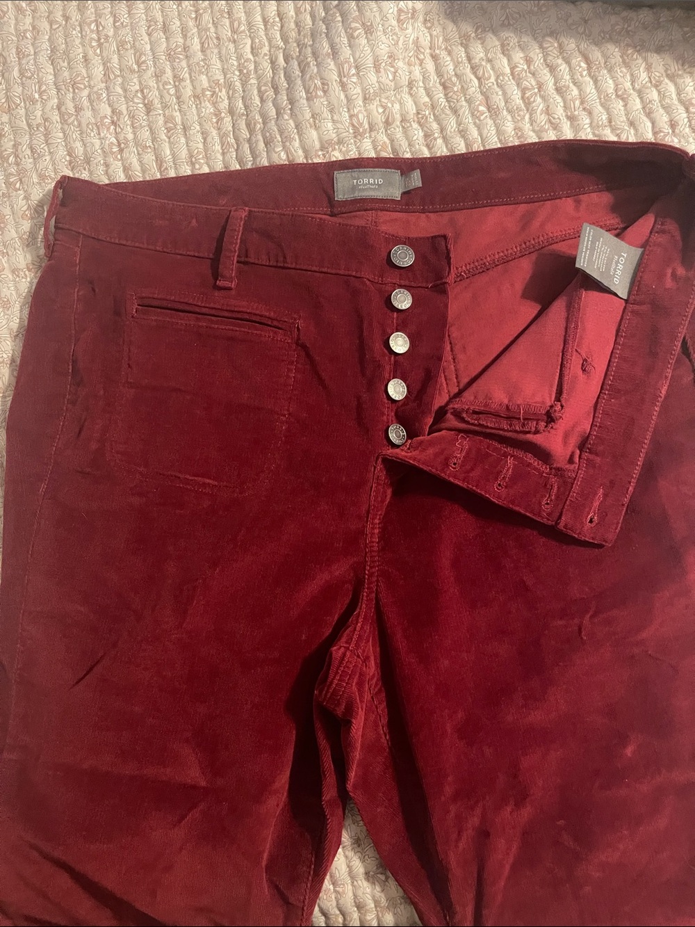 torrid Burgundy High-Rise Corduroy Button-Fly pants
